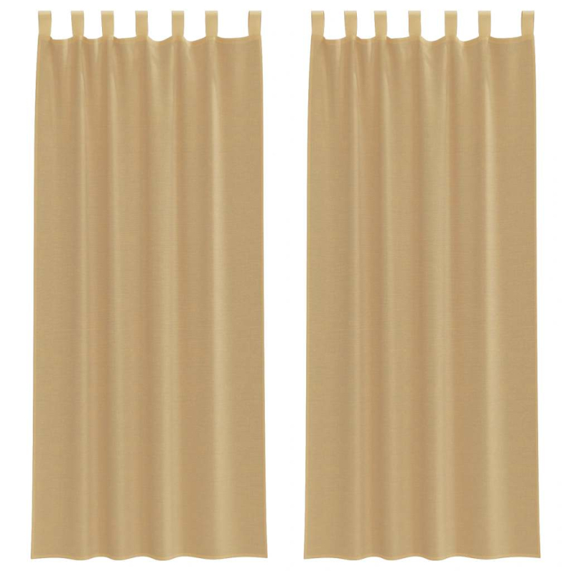 Voile Vorhänge mit Stangentaschen 2 Stk. Sandfarbe