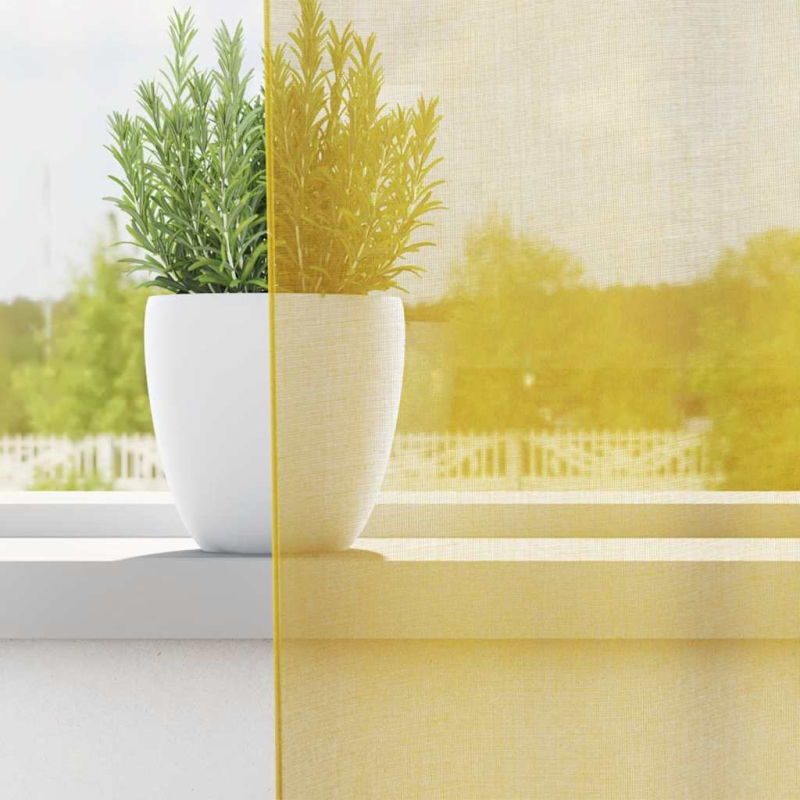 Voile Vorhänge mit Stangentaschen 2 Stk. Gelb