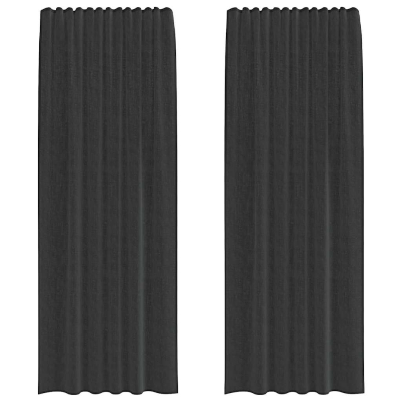 Voile Vorhänge mit Lasche 2 Stk. Schwarz