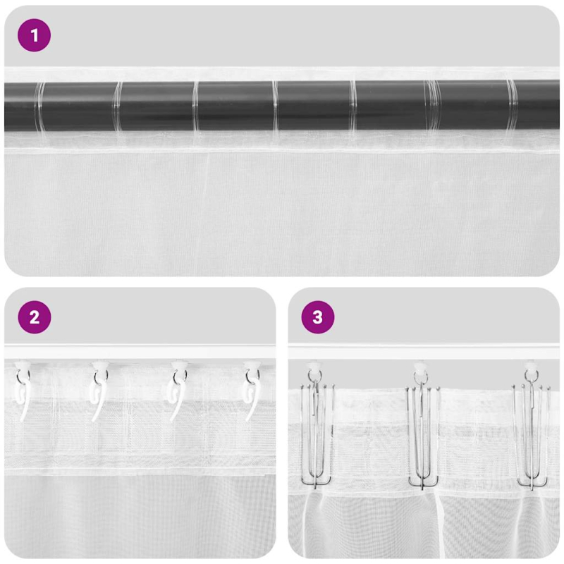 Voile Vorhänge mit Lasche 2 Stk. Creme