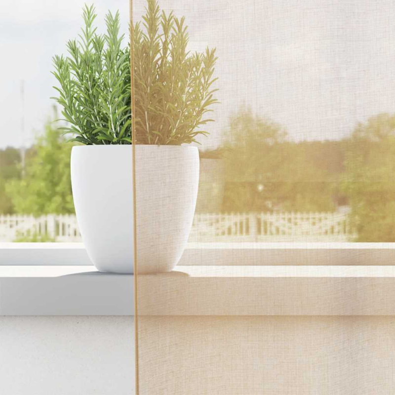 Voile Vorhänge mit Schlaufen 2 Stk. Sandfarbe 140x245 cm