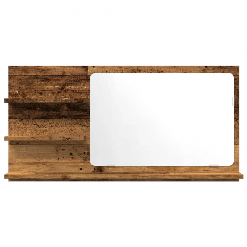 Badspiegel mit Ablagen Altholz-Optik 90x11x45 cm Holzwerkstoff