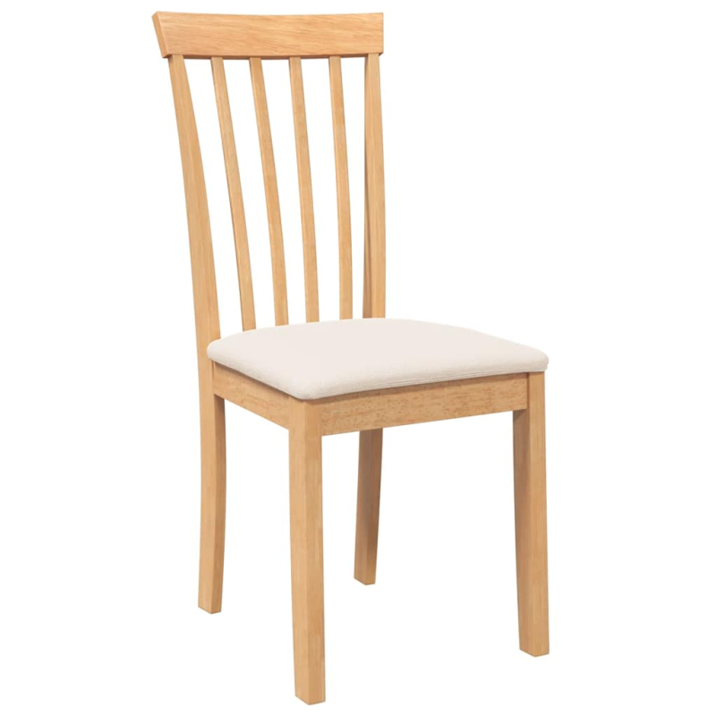 Esszimmerstühle mit Kissen 2 Stk. Natur Massivholz Gummibaum