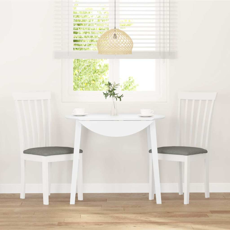 Esszimmerstühle mit Kissen 2 Stk. Weiß Massivholz Gummibaum