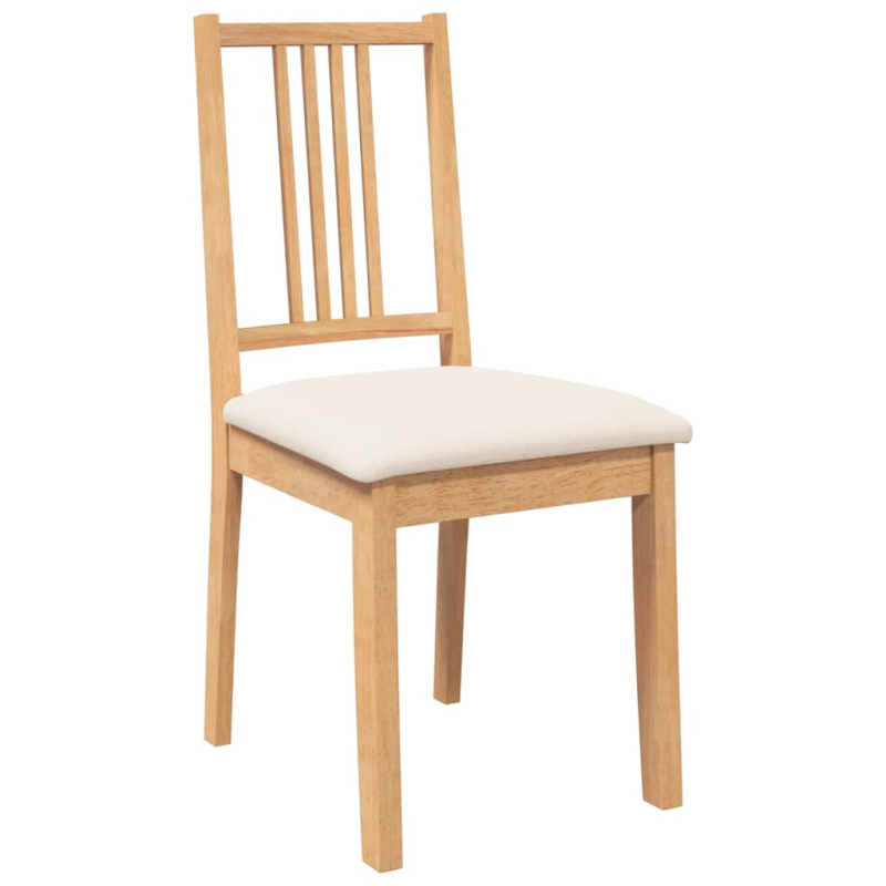 Esszimmerstühle mit Kissen 2 Stk. Natur Massivholz Gummibaum