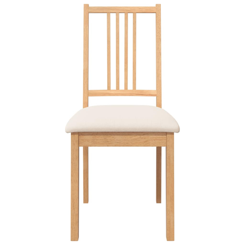 Esszimmerstühle mit Kissen 2 Stk. Natur Massivholz Gummibaum