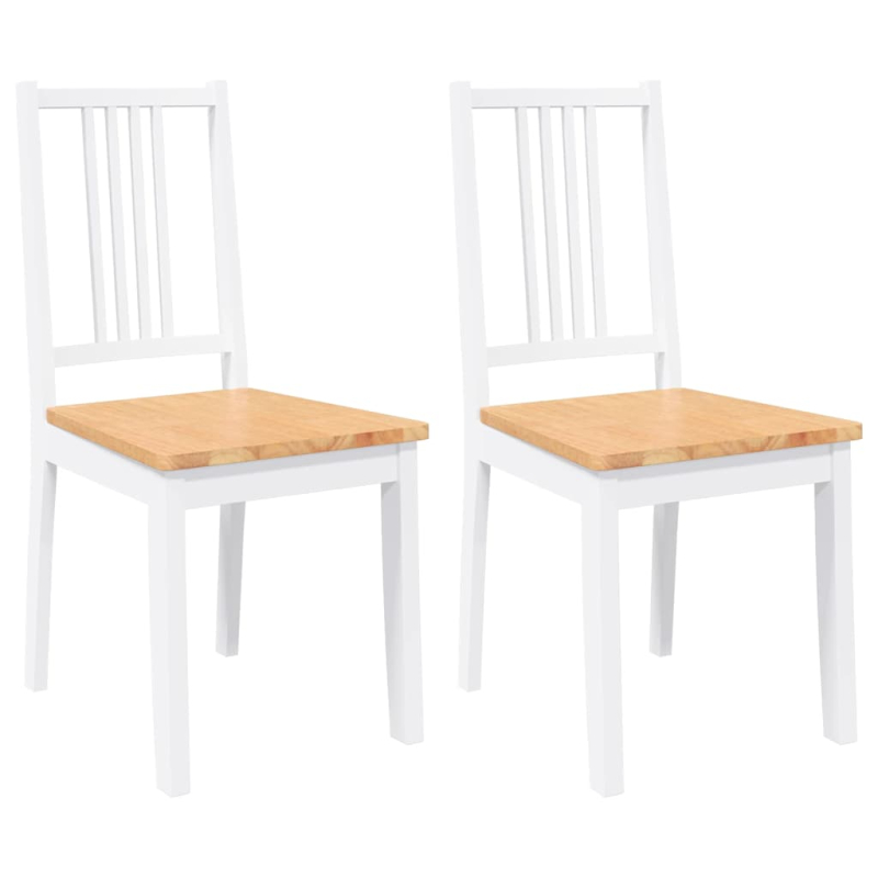 Esszimmerstühle 2 Stk. Weiß Massivholz Gummibaum