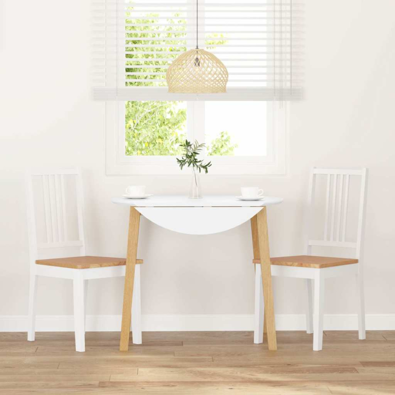 Esszimmerstühle 2 Stk. Weiß Massivholz Gummibaum