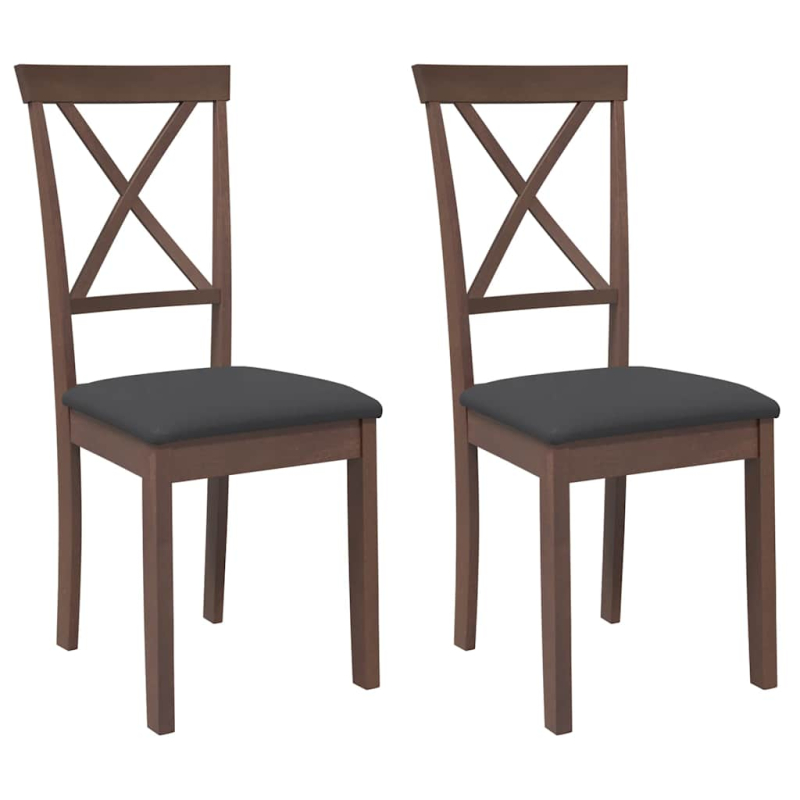 Esszimmerstühle mit Kissen 2 Stk. Braun Massivholz Gummibaum