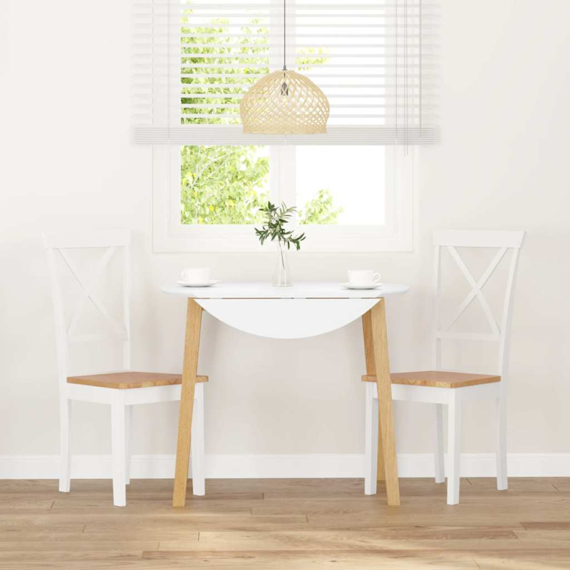 Esszimmerstühle 2 Stk. Weiß Massivholz Gummibaum