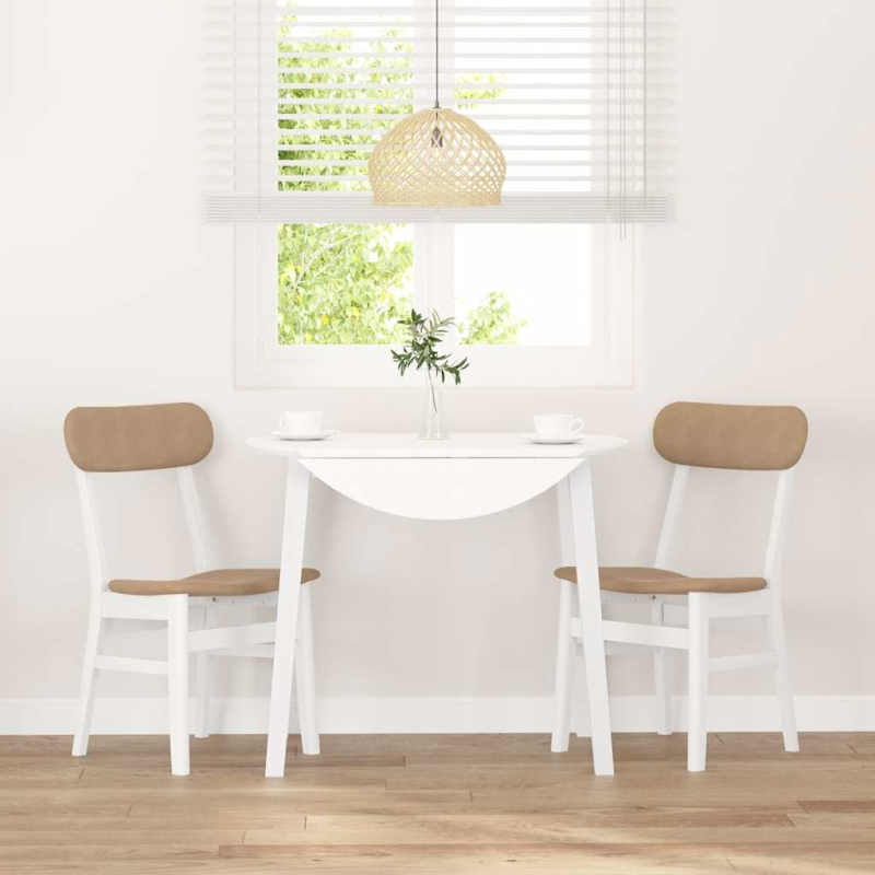 Esszimmerstühle mit Kissen 2 Stk. Weiß Massivholz Gummibaum