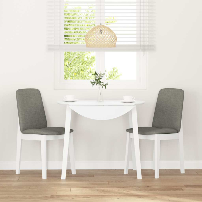 Esszimmerstühle mit Kissen 2 Stk. Weiß Massivholz Gummibaum