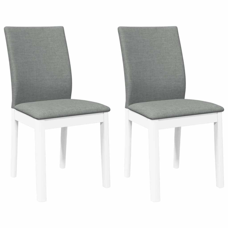 Esszimmerstühle mit Kissen 2 Stk. Weiß Massivholz Gummibaum