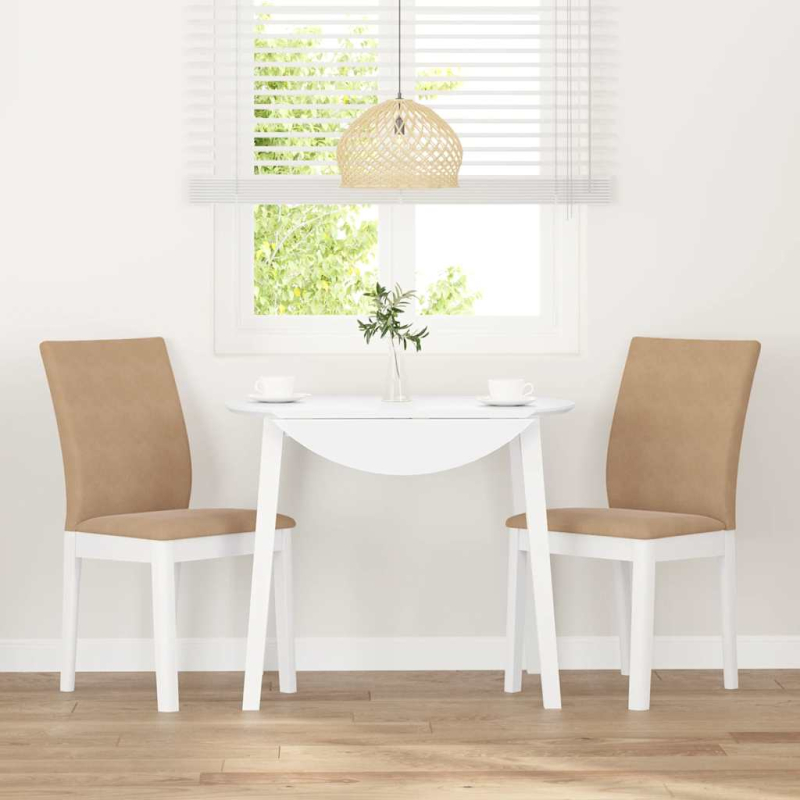 Esszimmerstühle mit Kissen 2 Stk. Weiß Massivholz Gummibaum