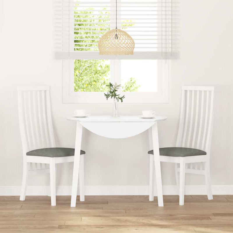 Esszimmerstühle mit Kissen 2 Stk. Weiß Massivholz Gummibaum