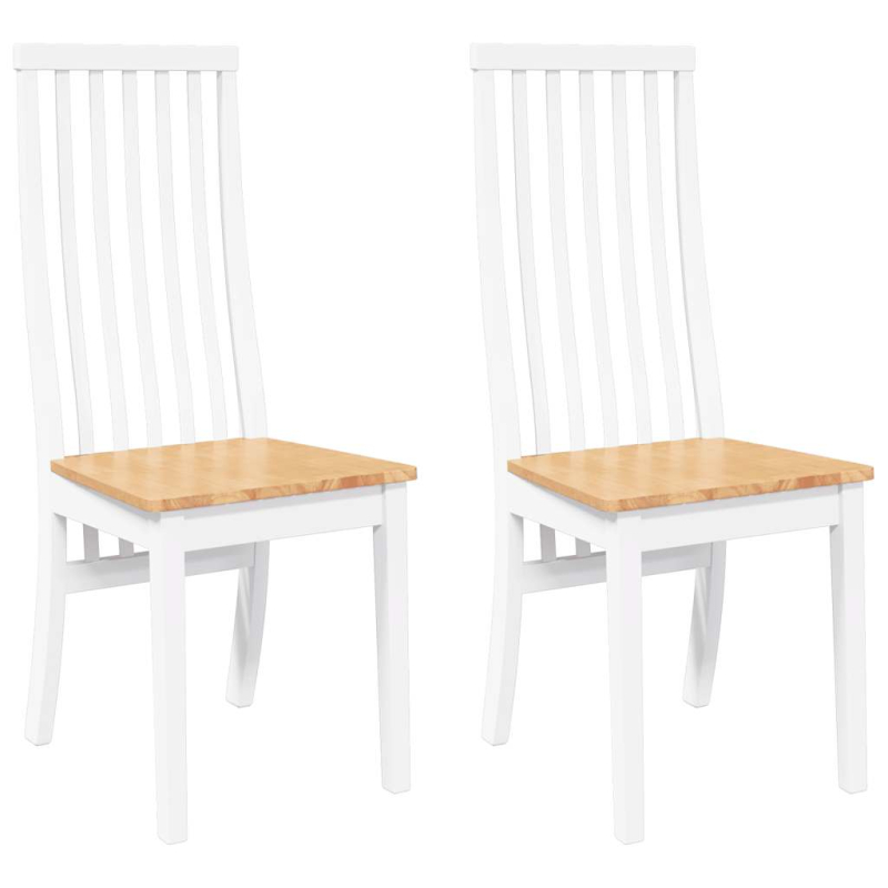 Esszimmerstühle 2 Stk. Weiß Massivholz Gummibaum