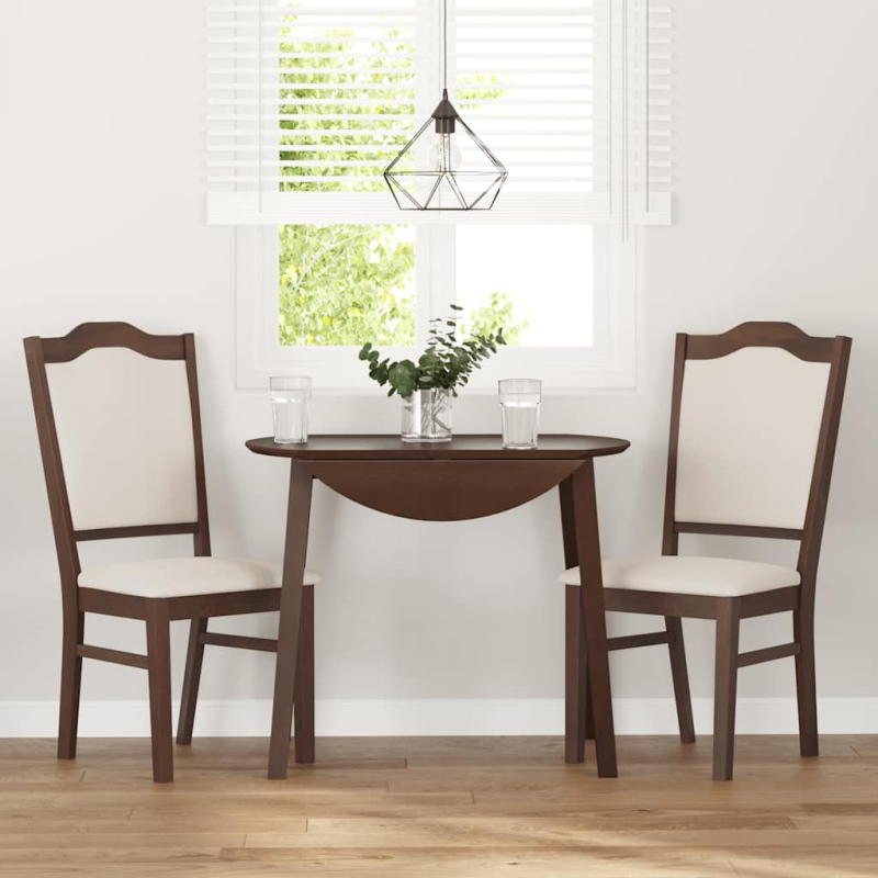 Esszimmerstühle mit Kissen 2 Stk. Braun Massivholz Gummibaum