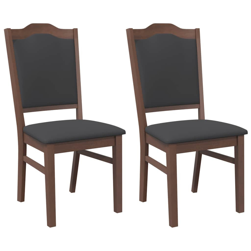 Esszimmerstühle mit Kissen 2 Stk. Braun Massivholz Gummibaum