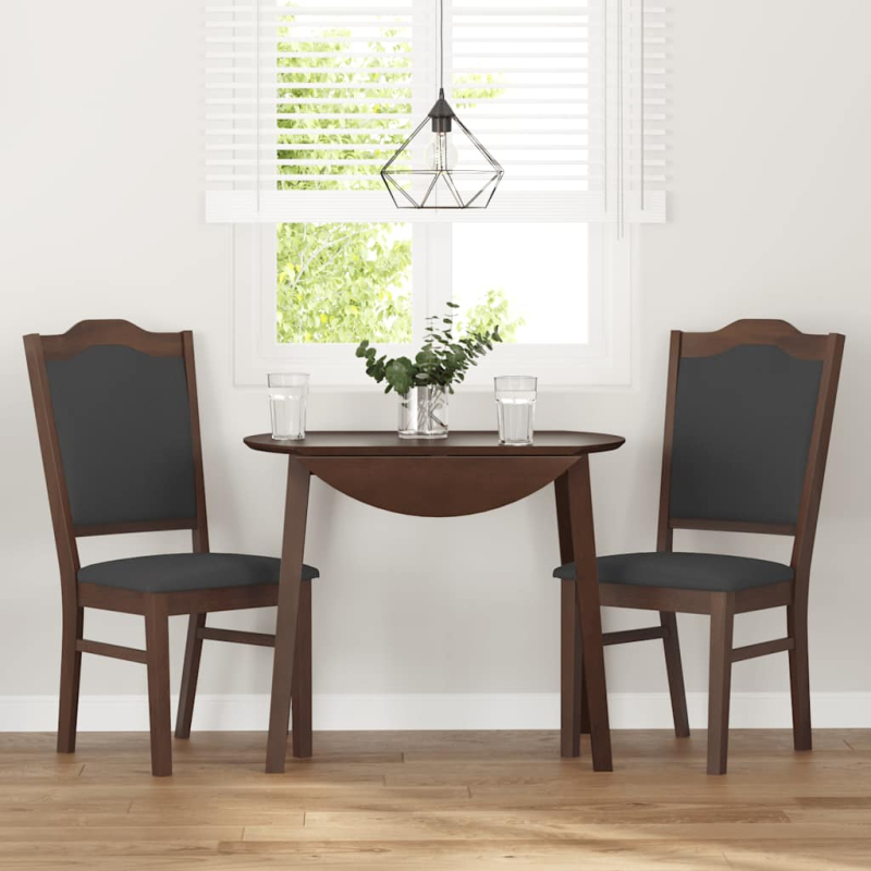 Esszimmerstühle mit Kissen 2 Stk. Braun Massivholz Gummibaum