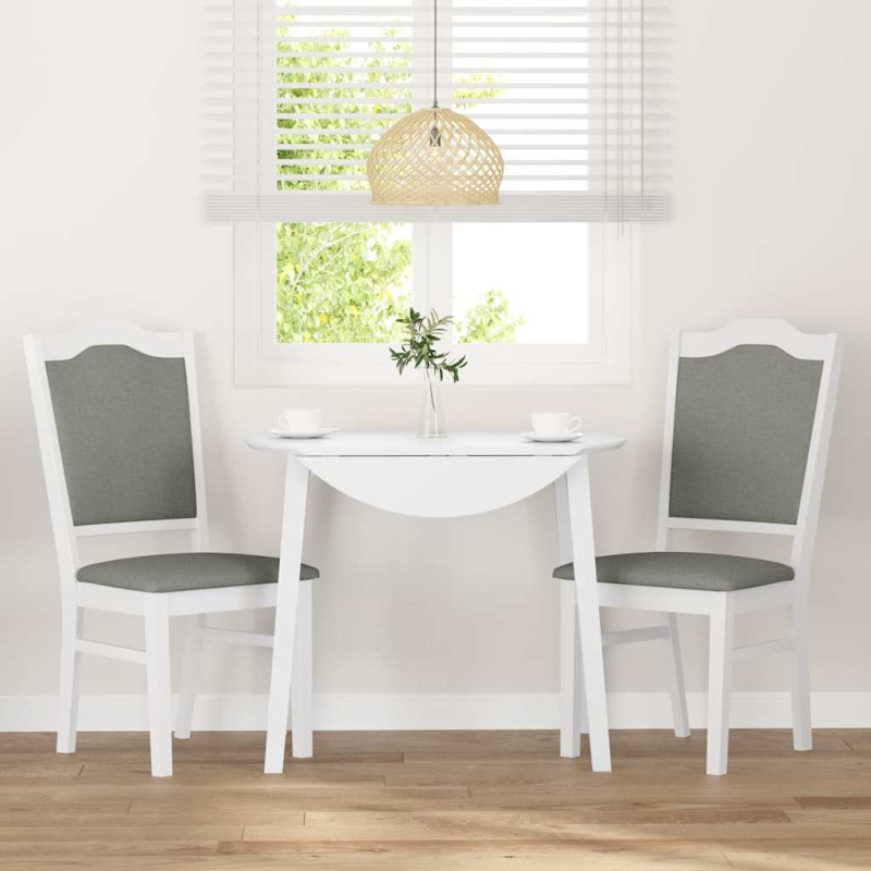 Esszimmerstühle mit Kissen 2 Stk. Weiß Massivholz Gummibaum