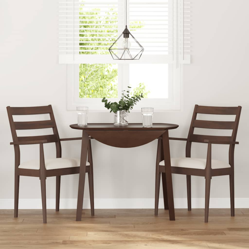 Esszimmerstühle mit Kissen 2 Stk. Braun Massivholz Gummibaum