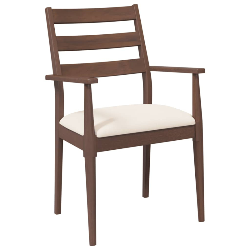 Esszimmerstühle mit Kissen 2 Stk. Braun Massivholz Gummibaum