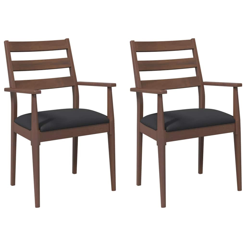 Esszimmerstühle mit Kissen 2 Stk. Braun Massivholz Gummibaum