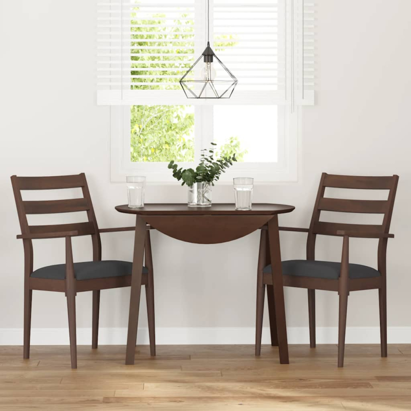 Esszimmerstühle mit Kissen 2 Stk. Braun Massivholz Gummibaum