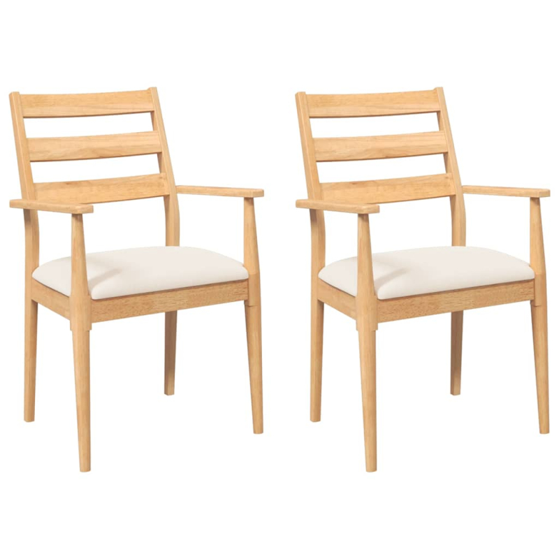 Esszimmerstühle mit Kissen 2 Stk. Massivholz Gummibaum