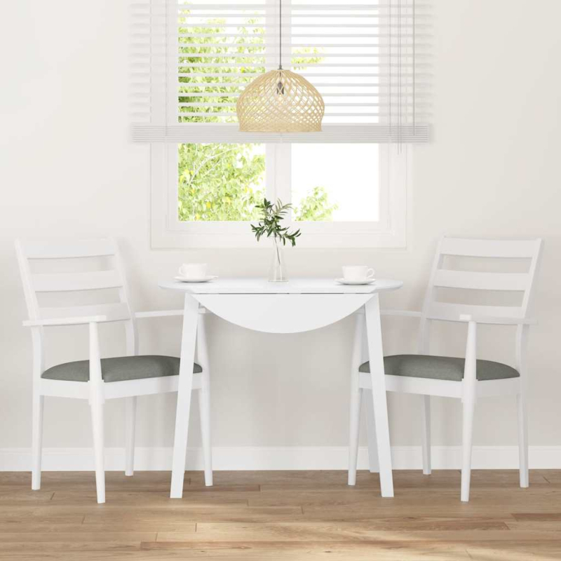 Esszimmerstühle mit Kissen 2 Stk. Weiß Massivholz Gummibaum