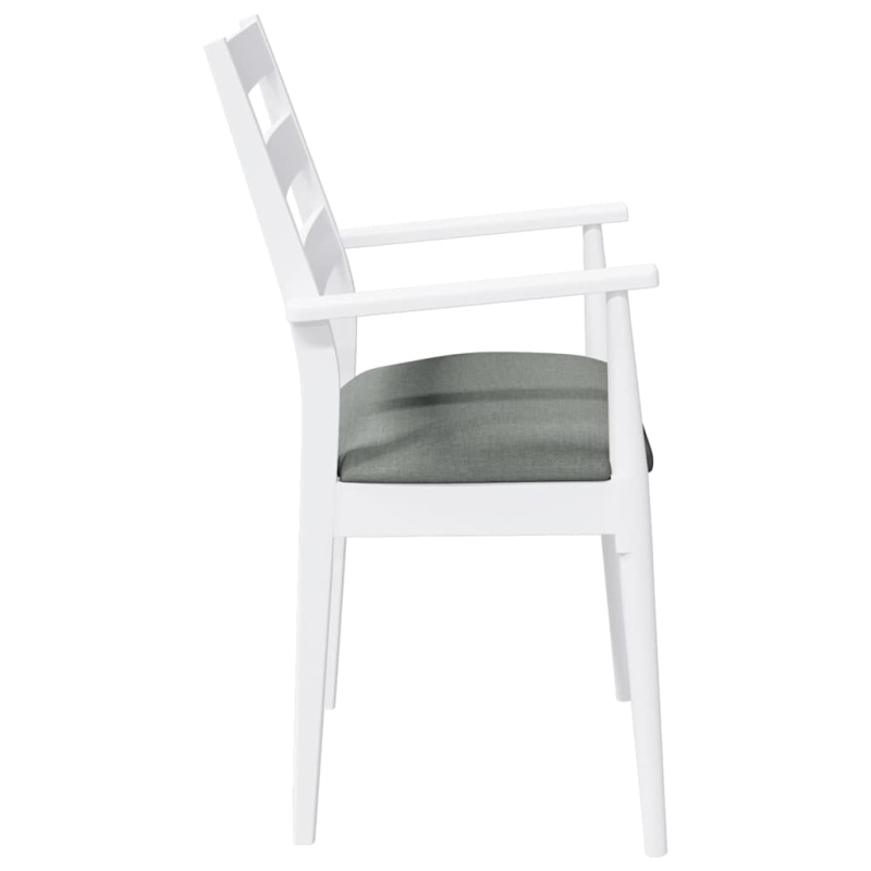 Esszimmerstühle mit Kissen 2 Stk. Weiß Massivholz Gummibaum