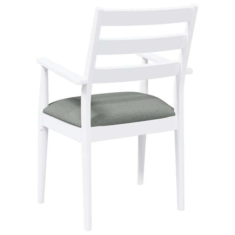 Esszimmerstühle mit Kissen 2 Stk. Weiß Massivholz Gummibaum