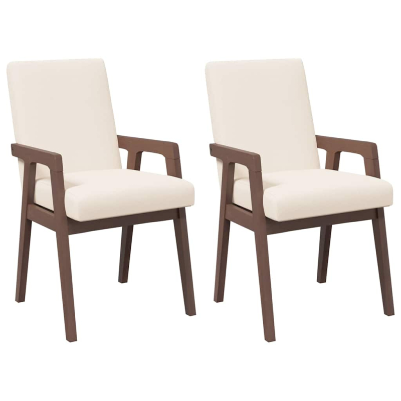 Esszimmerstühle mit Kissen 2 Stk. Braun Massivholz Gummibaum