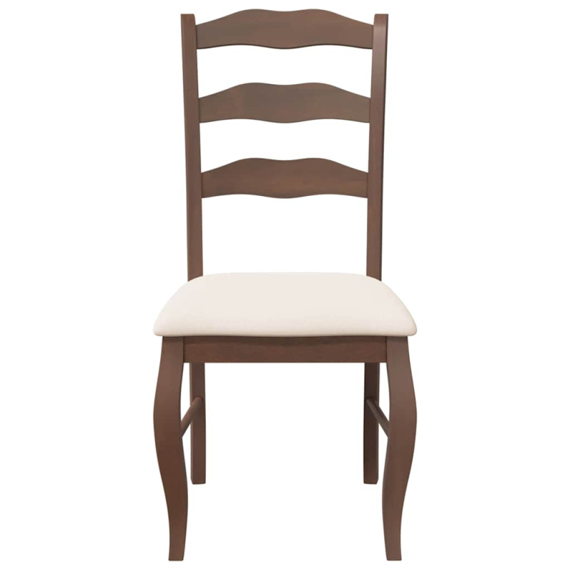 Esszimmerstühle mit Kissen 2 Stk. Braun Massivholz Gummibaum