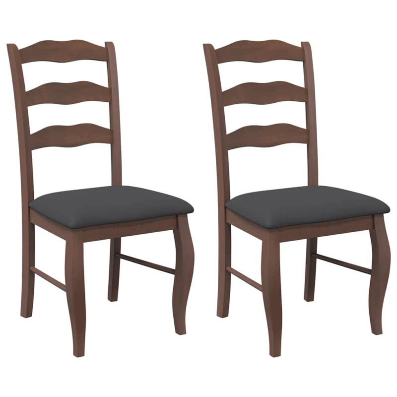 Esszimmerstühle mit Kissen 2 Stk. Braun Massivholz Gummibaum