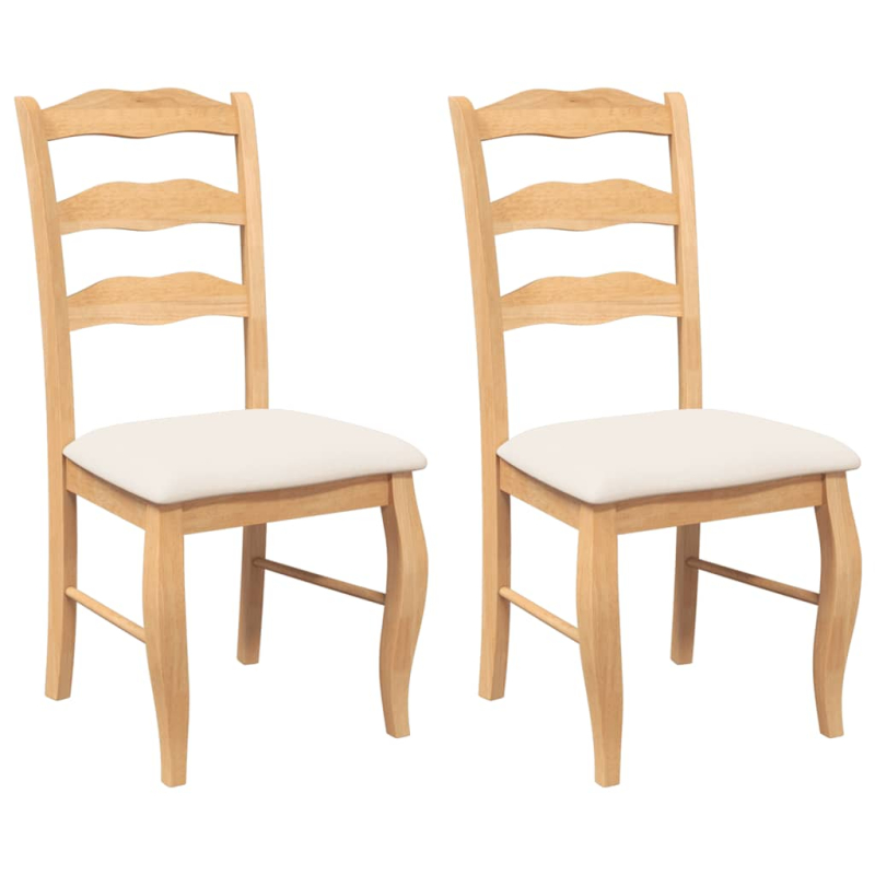 Esszimmerstühle mit Kissen 2 Stk. Natur Massivholz Gummibaum