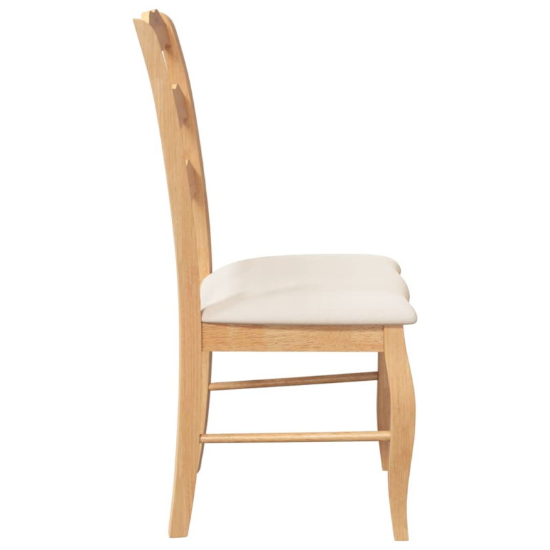 Esszimmerstühle mit Kissen 2 Stk. Natur Massivholz Gummibaum