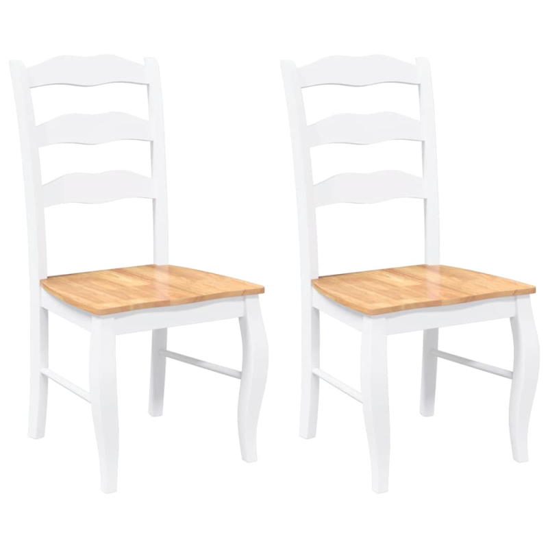 Esszimmerstühle 2 Stk. Weiß Massivholz Gummibaum