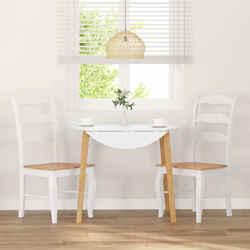 Esszimmerstühle 2 Stk. Weiß Massivholz Gummibaum