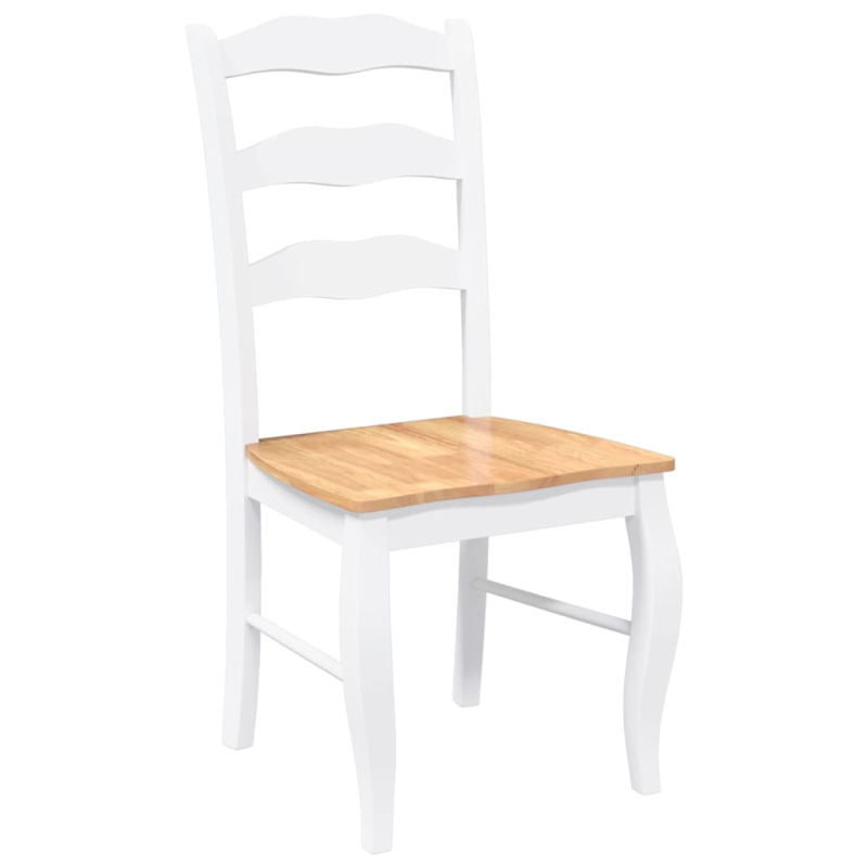 Esszimmerstühle 2 Stk. Weiß Massivholz Gummibaum