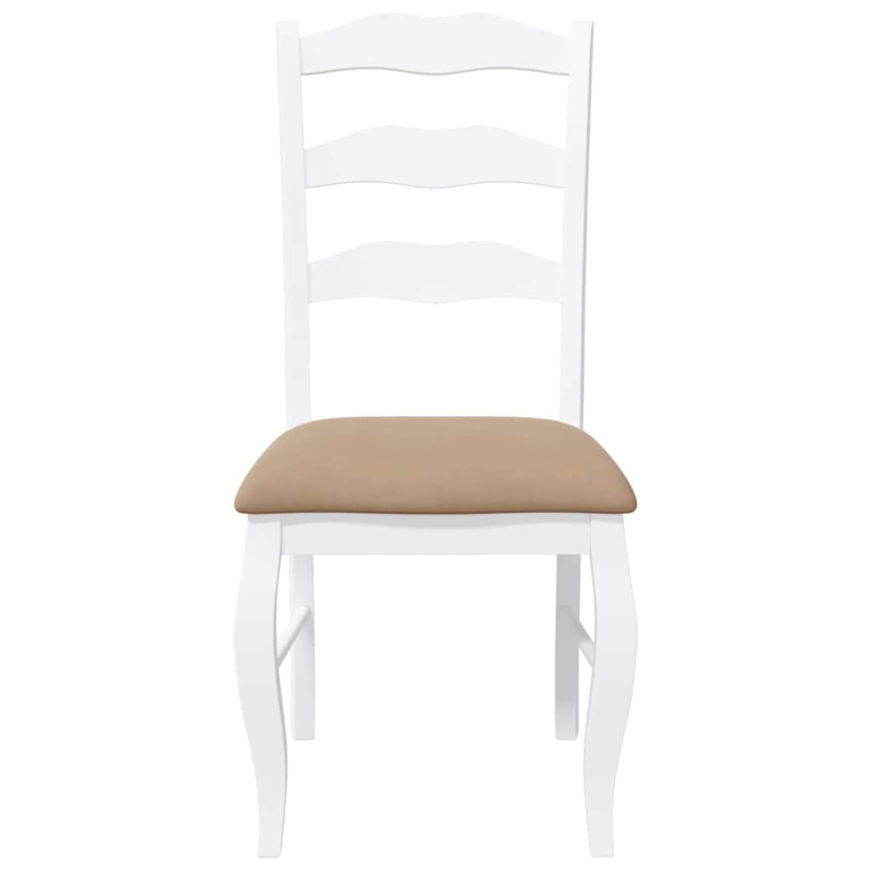 Esszimmerstühle mit Kissen 2 Stk. Weiß Massivholz Gummibaum