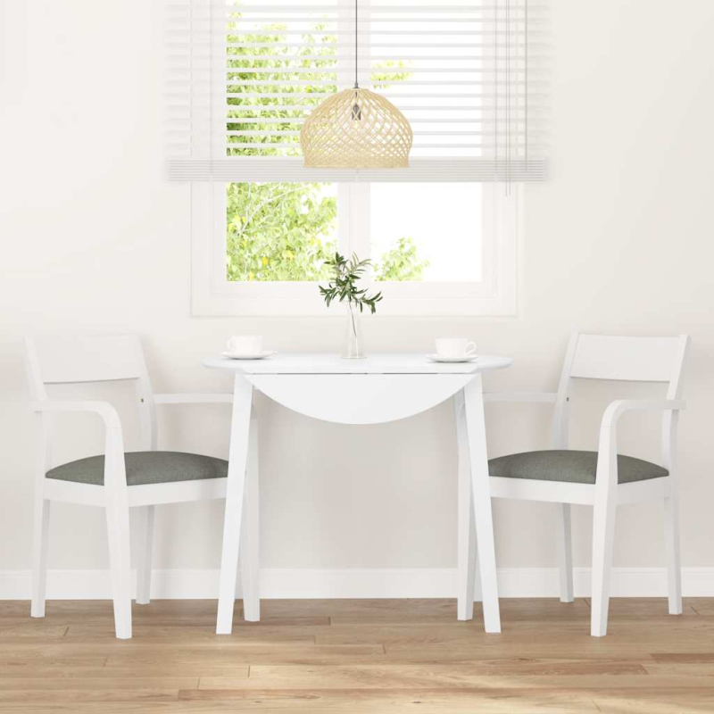 Esszimmerstühle mit Kissen 2 Stk. Weiß Massivholz Gummibaum