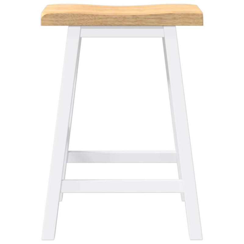 Barhocker 2 Stk. Weiß Massivholz Gummibaum