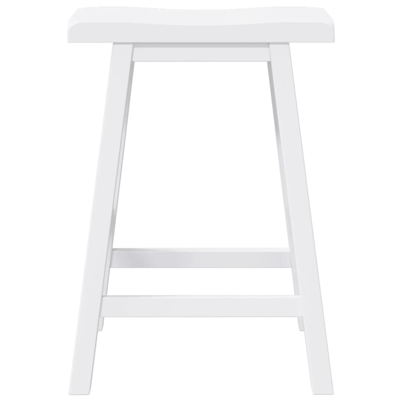 Barhocker 2 Stk. Weiß Massivholz Gummibaum