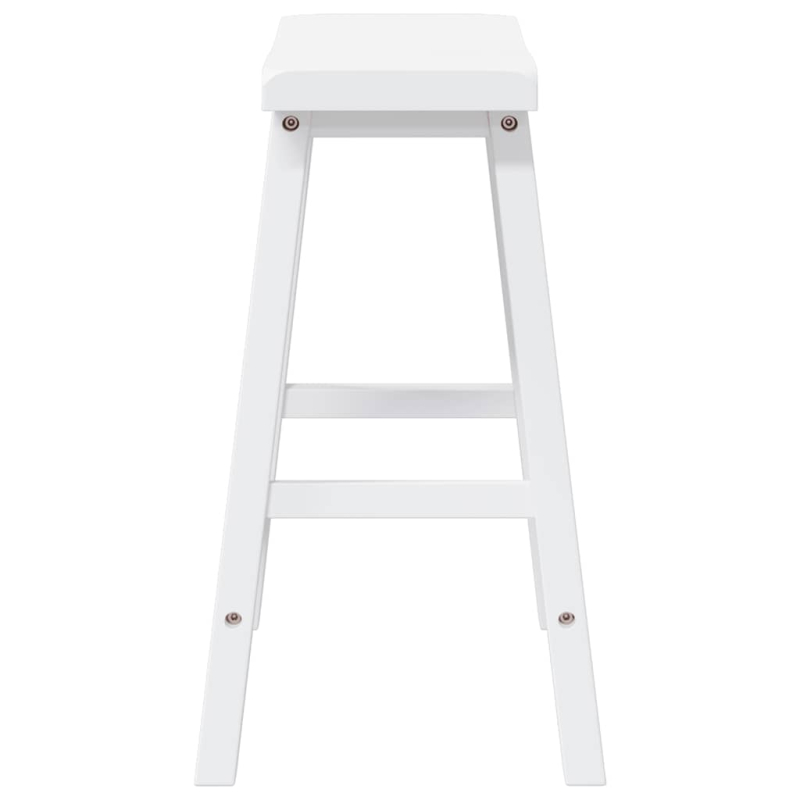 Barhocker 2 Stk. Weiß Massivholz Gummibaum