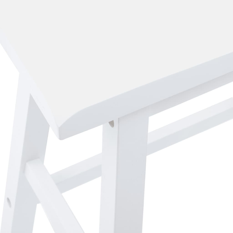 Barhocker 2 Stk. Weiß Massivholz Gummibaum