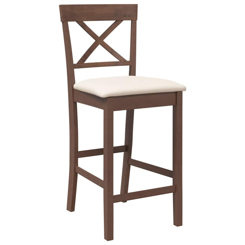 Barhocker mit Kissen 2 Stk. Braun Massivholz Gummibaum