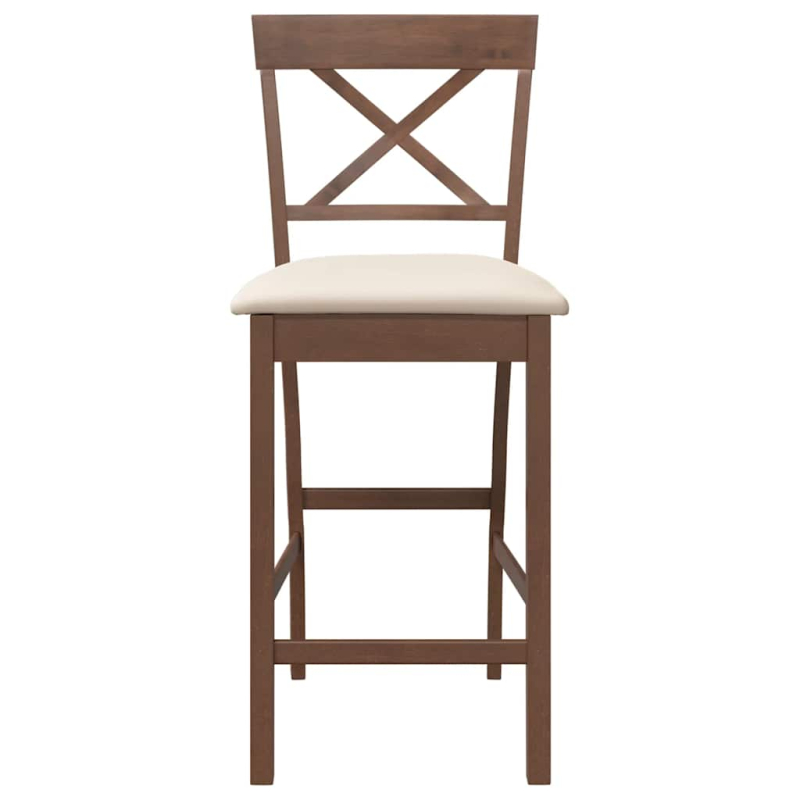 Barhocker mit Kissen 2 Stk. Braun Massivholz Gummibaum