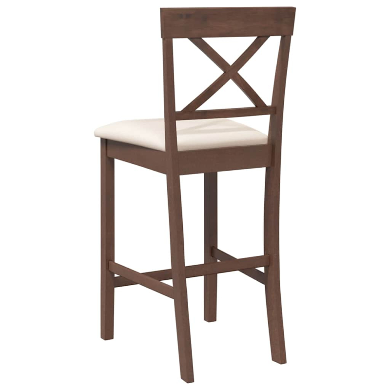 Barhocker mit Kissen 2 Stk. Braun Massivholz Gummibaum