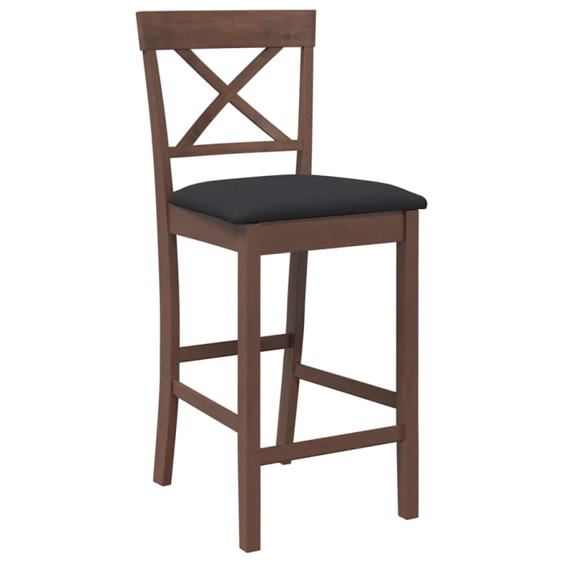 Barhocker mit Kissen 2 Stk. Braun Massivholz Gummibaum